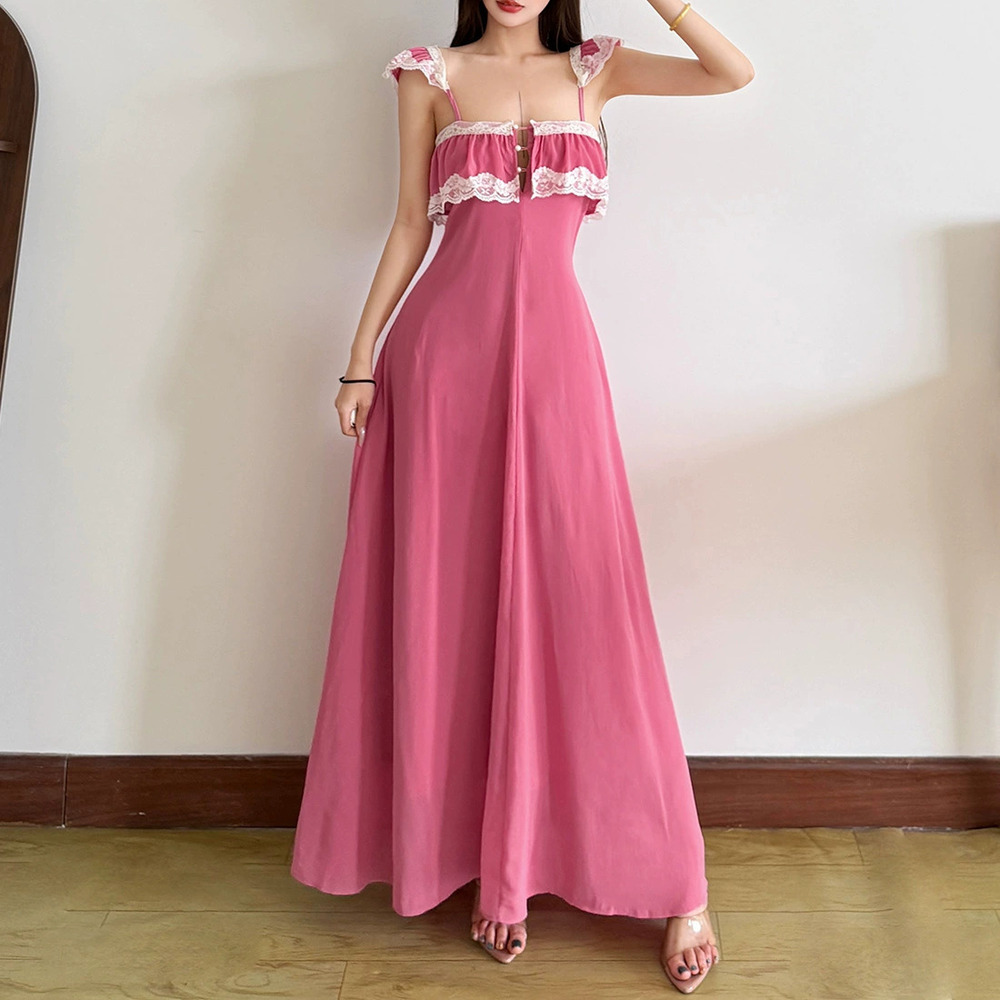 H&M Spring French Sweet Girly Camisole Lace Patchwork Dress